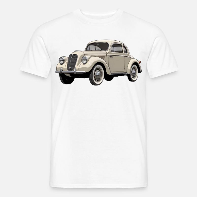 Beige Oldtimer Coupé Artwork - Männer T-Shirt - Weiß