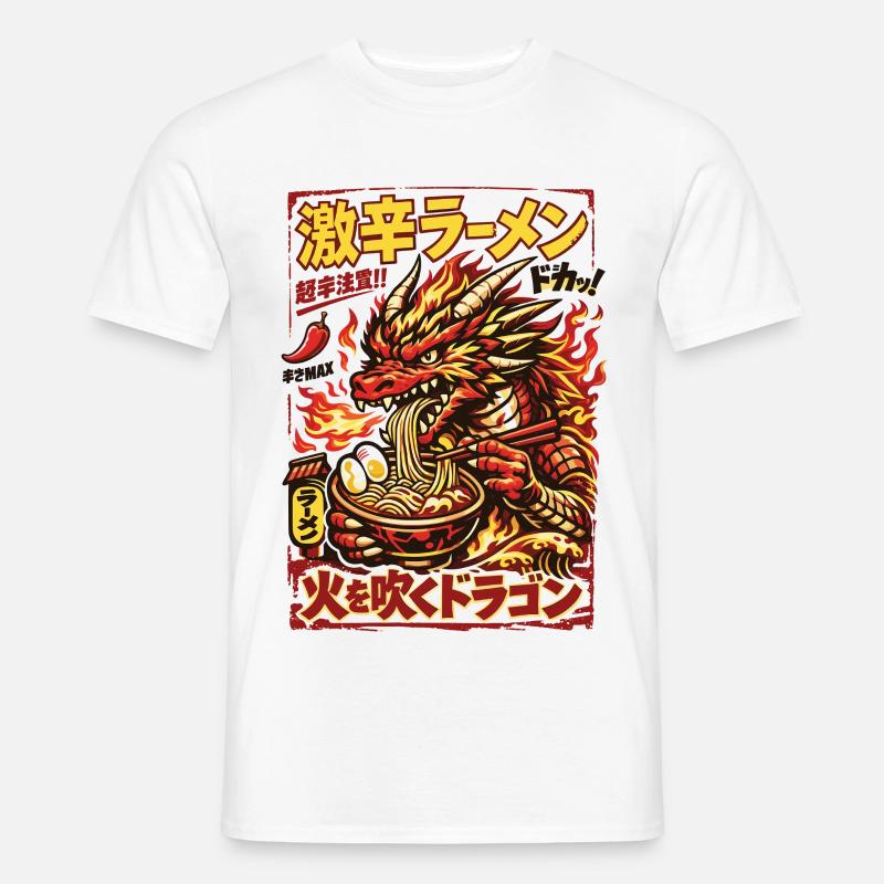 Drachen | Ramen | Nudelsuppe | extra scharf - Männer T-Shirt - Weiß