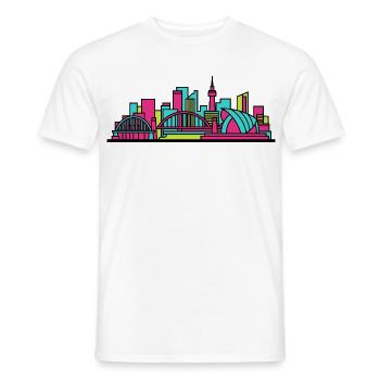 Newcastle City Skyline Tyne Bridge Modern Art - Men's T-Shirt - white - Front - AI Model Male 178 dark (178cm)