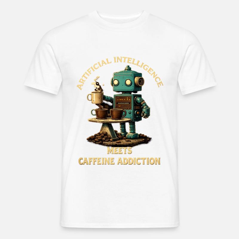 Coffee Robot – Artificial Intelligence Meets Koff - Men's T-Shirt - white
