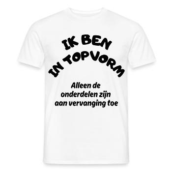 Ich bin in großartiger Form! Klassisches Modell, etwas Abnutzung # - Männer T-Shirt - Weiß - Vorne - AI Model Male 178 dark (178cm)