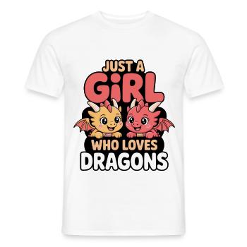 Nur ein Mädchen welches Drachen liebt - Männer T-Shirt - Weiß - Vorne - AI Model Male 178 dark (178cm)