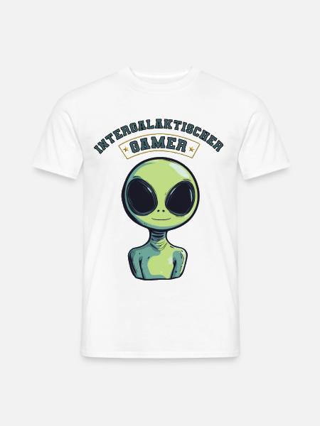 intergalaktischer gamer alien zocken - Männer T-Shirt - Weiß