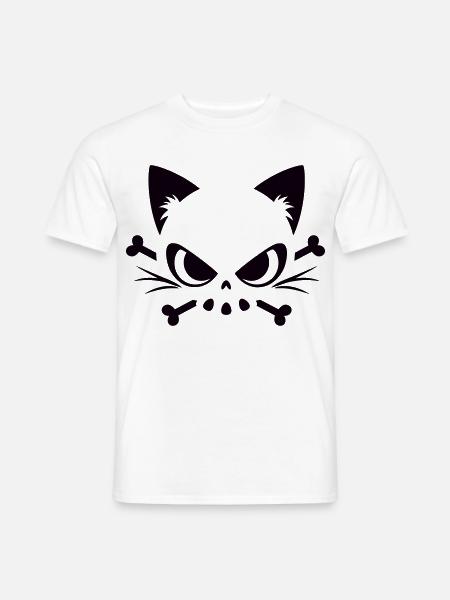 Cats Skull | Minimal Skull & Bones motif - Men's T-Shirt - white