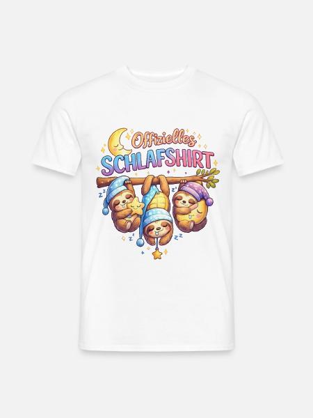 Offizielles Schlafshirt: Drei süße Faultiere - Männer T-Shirt - Weiß