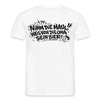 Nimm die Maul von die Oma sein Bier - Männer T-Shirt - Weiß - Vorne - AI Model Male 178 dark (178cm)