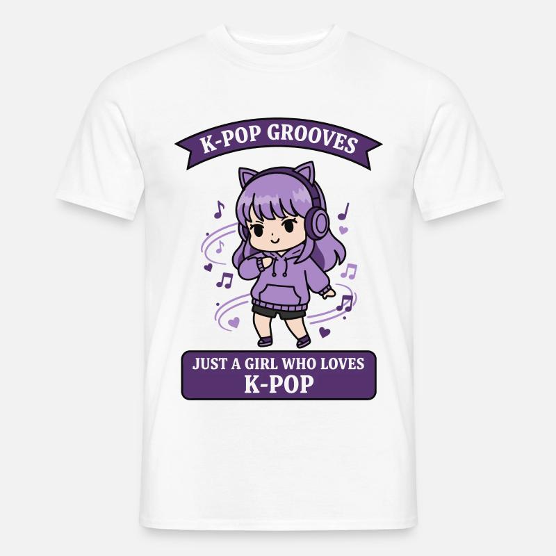 K-Pop-Grooves – einfach ein Mädchen, das K-Pop-Musik liebt - Männer T-Shirt - Weiß