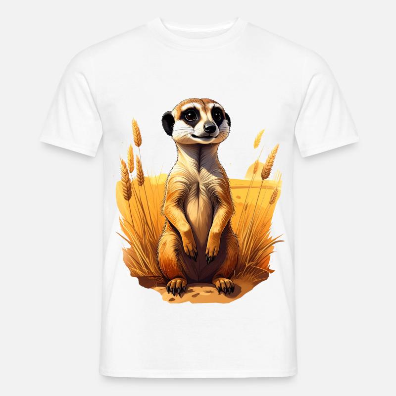 Ein Erdmännchen in der Savanne - Männer T-Shirt - Weiß