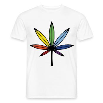 Cannabis / Marijuana / Chanvre (Résumé / Arc-en-ciel) - T-shirt homme - blanc - Devant - AI Model Male 178 dark (178cm)