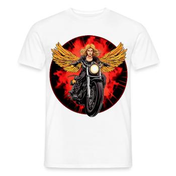 Angel Motorcyclist / Motorcycle Angel - Men's T-Shirt - white - Front - AI Model Male 178 dark (178cm)