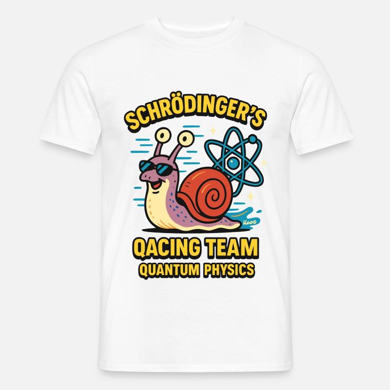 Schrödinger's Qacing Team Quantum Physics Schnecke - Männer T-Shirt - Weiß