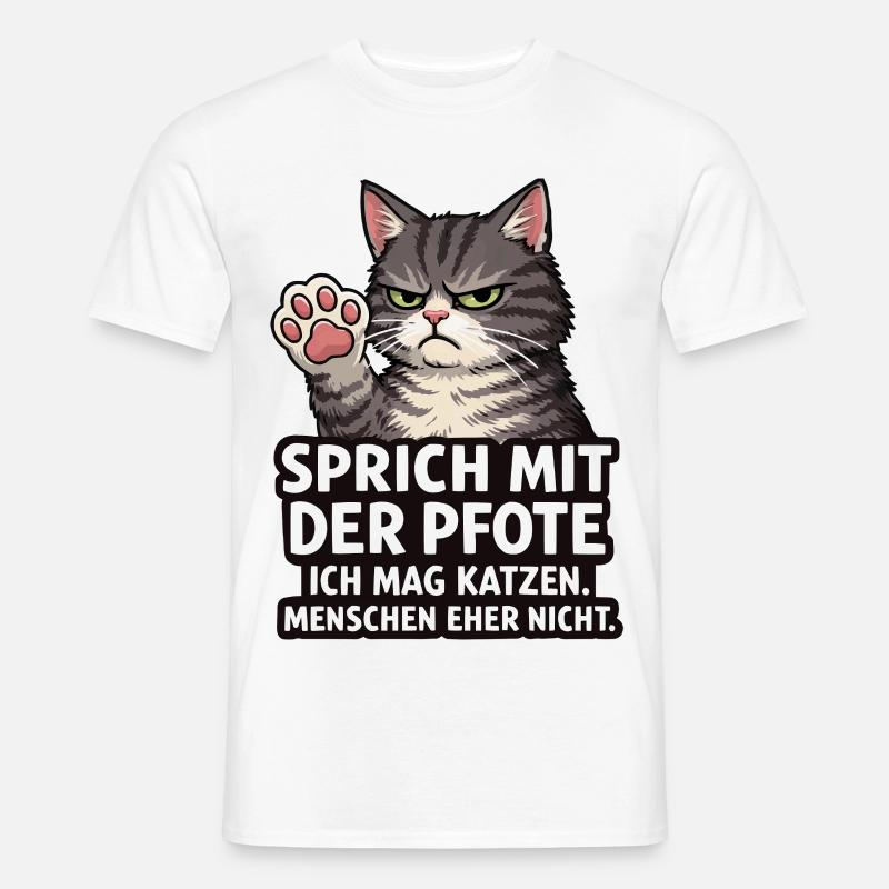 Sprich mit der Pfote – Grumpy Katze - Männer T-Shirt - Weiß