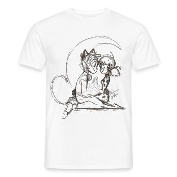 Miraculous Ladybug Und Cat Noir Zeichnung - Männer T-Shirt - Weiß - Vorne - AI Model Male 178 dark (178cm)