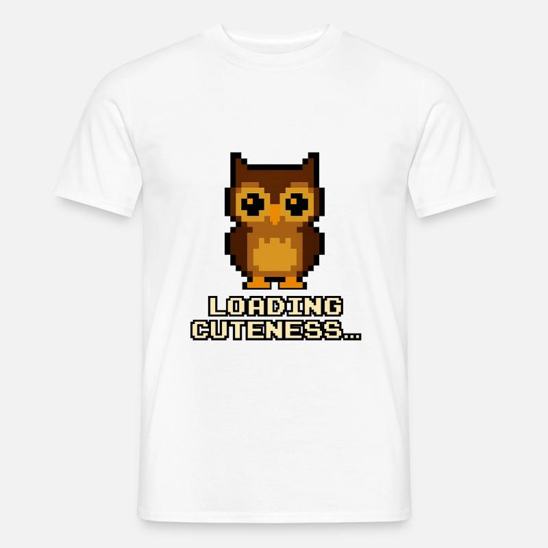 Pixel Eulen Loading Cuteness - Männer T-Shirt - Weiß
