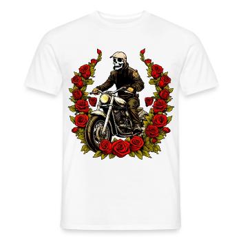 Roses squelette moto - T-shirt homme - blanc - Devant - AI Model Male 178 dark (178cm)