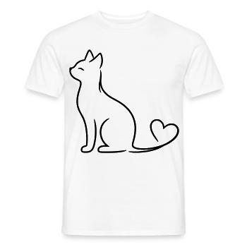 Chat élégant à queue de cœur | Ligne Minimal Love Ar - T-shirt homme - blanc - Devant - AI Model Male 178 dark (178cm)