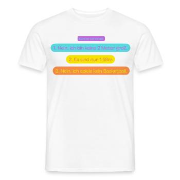 1,98m. Fragen - Männer T-Shirt - Weiß - Vorne - AI Model Male 178 dark (178cm)