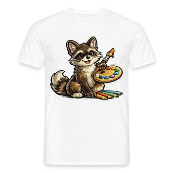 Kleiner Mal-Raccoon - Männer T-Shirt - Weiß - Vorne - AI Model Male 178 dark (178cm)
