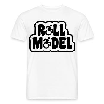 Role model. For the real wheelchair user # - Men's T-Shirt - white - Front - AI Model Male 178 dark (178cm)
