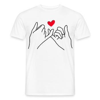 Pinky Promise Heart Minimalist Line Art - T-shirt homme - blanc - Devant - AI Model Male 178 dark (178cm)