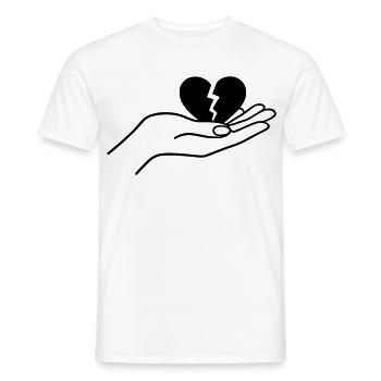 Broken Heart In Hand Minimal Line Art Design - Men's T-Shirt - white - Front - AI Model Male 178 dark (178cm)