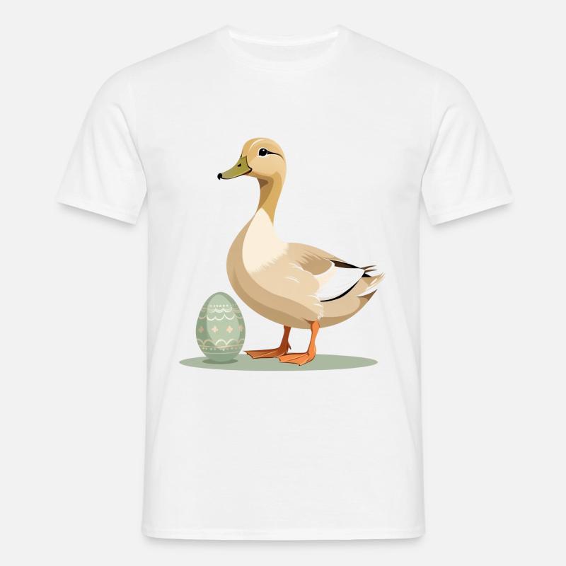 Spring duck with Easter egg - Men's T-Shirt - white
