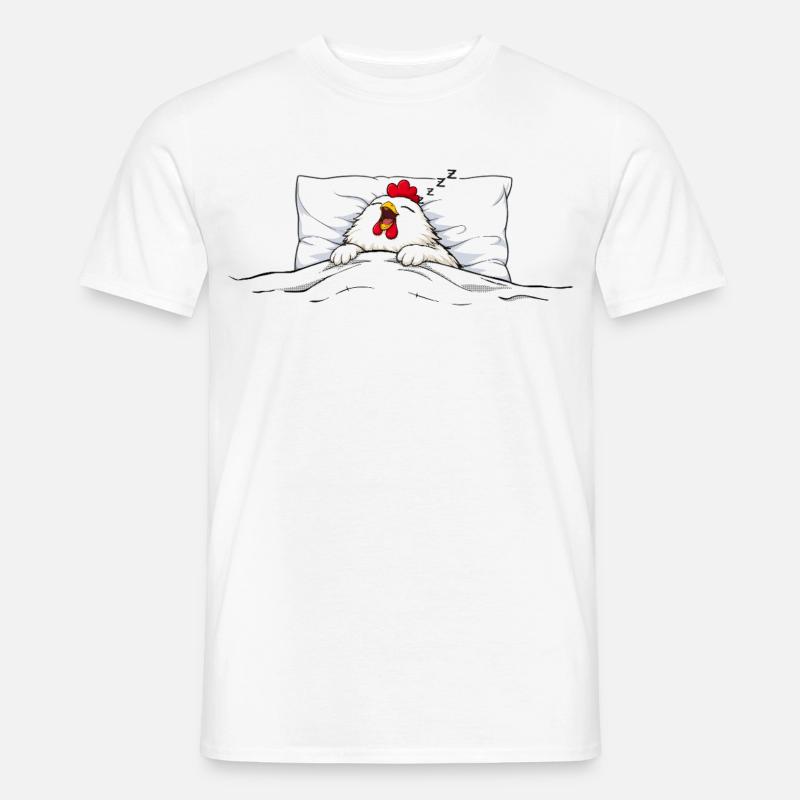 Sovende Høne – Sød dyrekrammemotiv - Mænd T-shirt - hvid