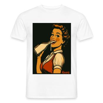 Dame rétro avec une boisson au lait - T-shirt homme - blanc - Devant - AI Model Male 178 dark (178cm)