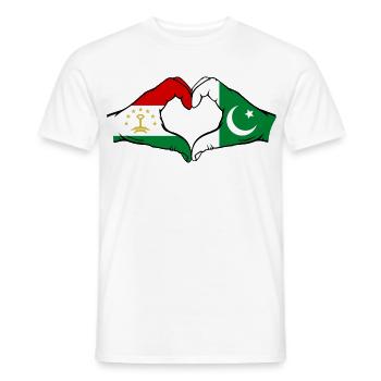Forme de cœur du drapeau du Tadjikistan Pakistan - T-shirt homme - blanc - Devant - AI Model Male 178 dark (178cm)