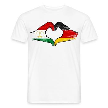 Tadschikistan Deutschland Flagge Hände Herzform - Männer T-Shirt - Weiß - Vorne - AI Model Male 178 dark (178cm)