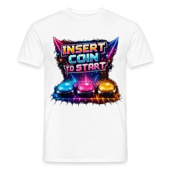 Retro Arcade Neon – Insert Coin - Men's T-Shirt - white - Front - AI Model Male 178 dark (178cm)