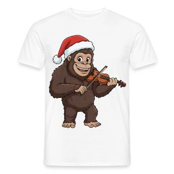 Christmas Bigfoot Sasquatch Playing Violin - Men's T-Shirt - white - Front - AI Model Male 178 dark (178cm)