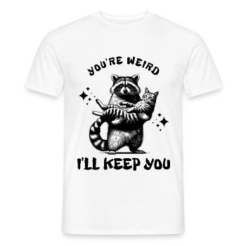 Raccoon Cat Feralcore Saying Meme - Men's T-Shirt - white - Front - AI Model Male 178 dark (178cm)