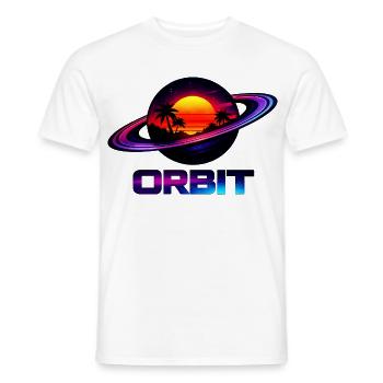 Geometrische Saturn-Umlaufbahn Retro Synthwave 80s - Männer T-Shirt - Weiß - Vorne - AI Model Male 178 dark (178cm)