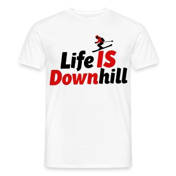 Life is Downhill Skiing Winter Sports Mountains - Men's T-Shirt - white - Front - AI Model Male 178 dark (178cm)