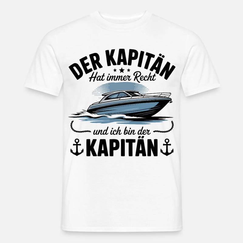 Kapitän Boot Bootsführerschein - Männer T-Shirt - Weiß