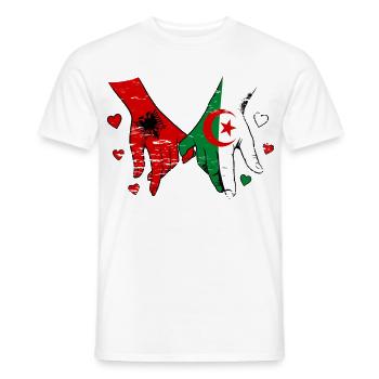 Albanien Algerien Flagge Händehalten used - Männer T-Shirt - Weiß - Vorne - AI Model Male 178 dark (178cm)