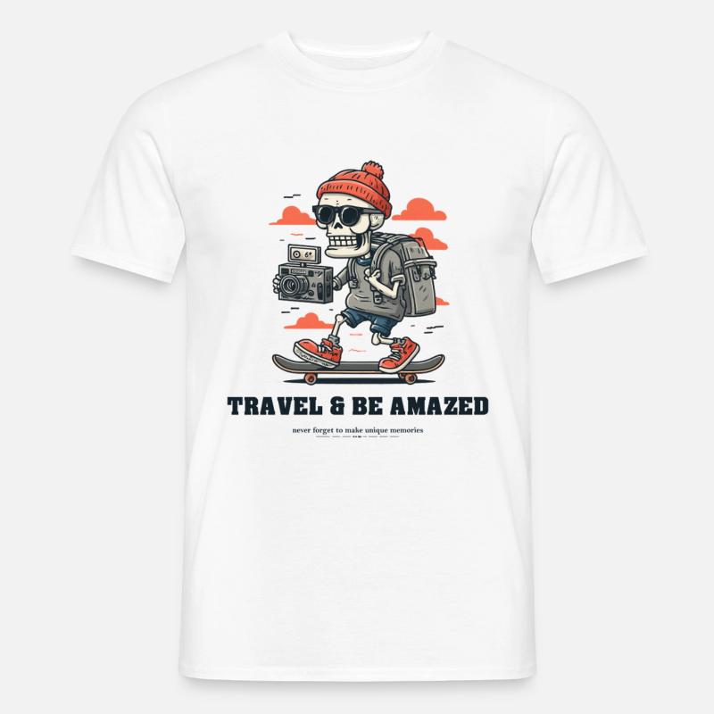 Scheletro da viaggio con fotocamera - T-shirt uomo - bianco