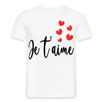 ICH LIEBE DICH. HERZ. PAAR. VALENTINSTAG. Junggesellinnenabschied - Männer T-Shirt - Weiß - Vorne - AI Model Male 178 dark (178cm)