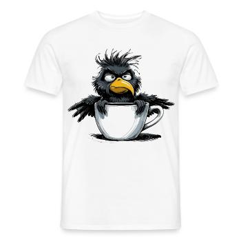 Morning grouch coffee no desire raven bad mood - Men's T-Shirt - white - Front - AI Model Male 178 dark (178cm)