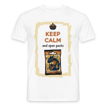 Keep Calm And Open Packs Trading Card Booster Pack - Men's T-Shirt - white - Front - AI Model Male 178 dark (178cm)