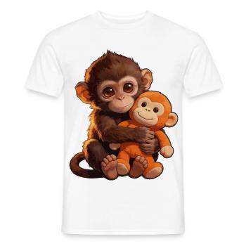 Cute Baby Monkey Gives Fist Punch Monkey Punch - Men's T-Shirt - white - Front - AI Model Male 178 dark (178cm)