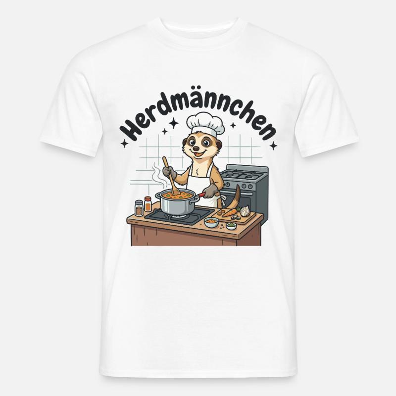 Herdmännchen Koch Erdmännchen am Herd  - Männer T-Shirt - Weiß
