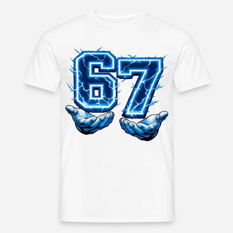 67 Six Seven Meme Gen Alpha Sjov - Mænd T-shirt - hvid