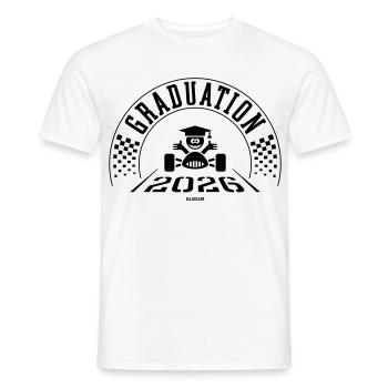 Remise des diplômes 2026 - L’école est terminée - Ligne d’arrivée - B - T-shirt homme - blanc - Devant - AI Model Male 178 dark (178cm)