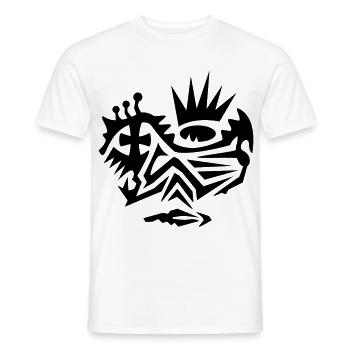 Tatouage tribal sur le visage avec croix - T-shirt homme - blanc - Devant - AI Model Male 178 dark (178cm)