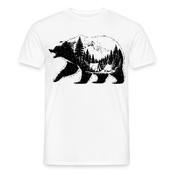Bear camping landscape - Men's T-Shirt - white - Front - AI Model Male 178 dark (178cm)
