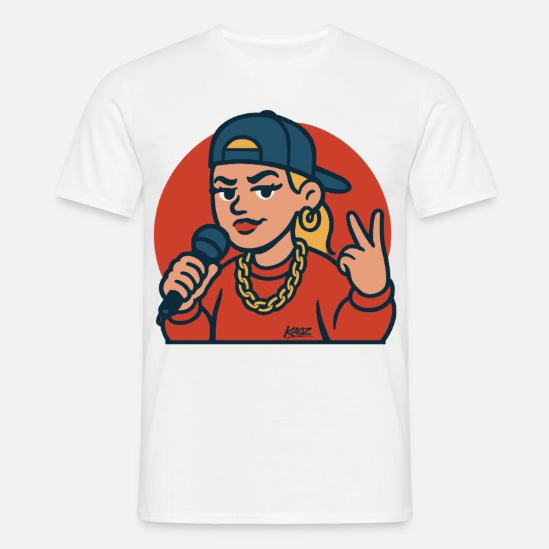 Rap-Diva mit Mikrofon - Männer T-Shirt - Weiß