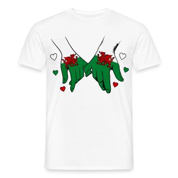Wales_Flagge_Haendehalten - Männer T-Shirt - Weiß - Vorne - AI Model Male 178 dark (178cm)