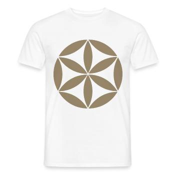 Taupe Geometric Flower Circle - Men's T-Shirt - white - Front - AI Model Male 178 dark (178cm)